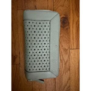 Kate Spade Light Blue Perforated Zip Around Wallet